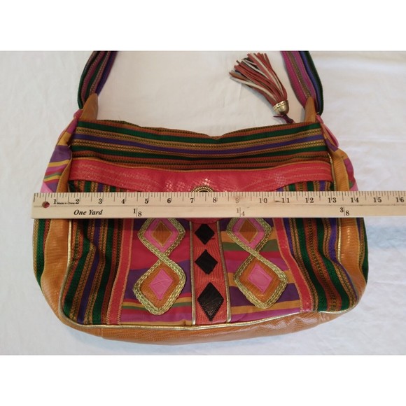 SHARIF Leather Reptile Skin Fabric Bag Purse Multicolor - Picture 12 of 12